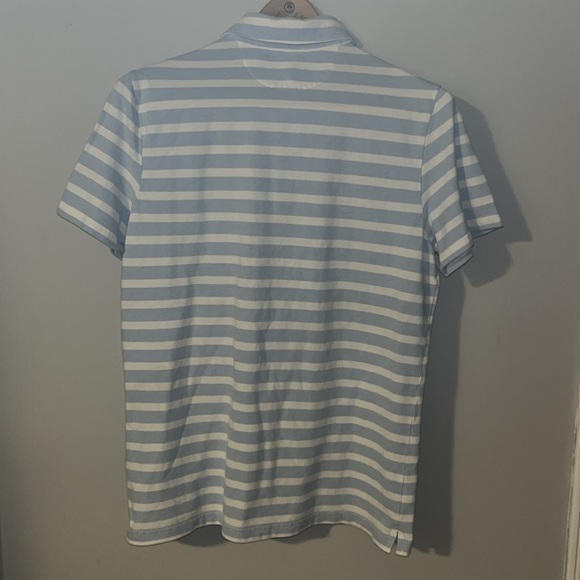 Bannna Republic Performance Pique Sky Blue Striped Casual Polo Collar Shirt - Picture 6 of 9